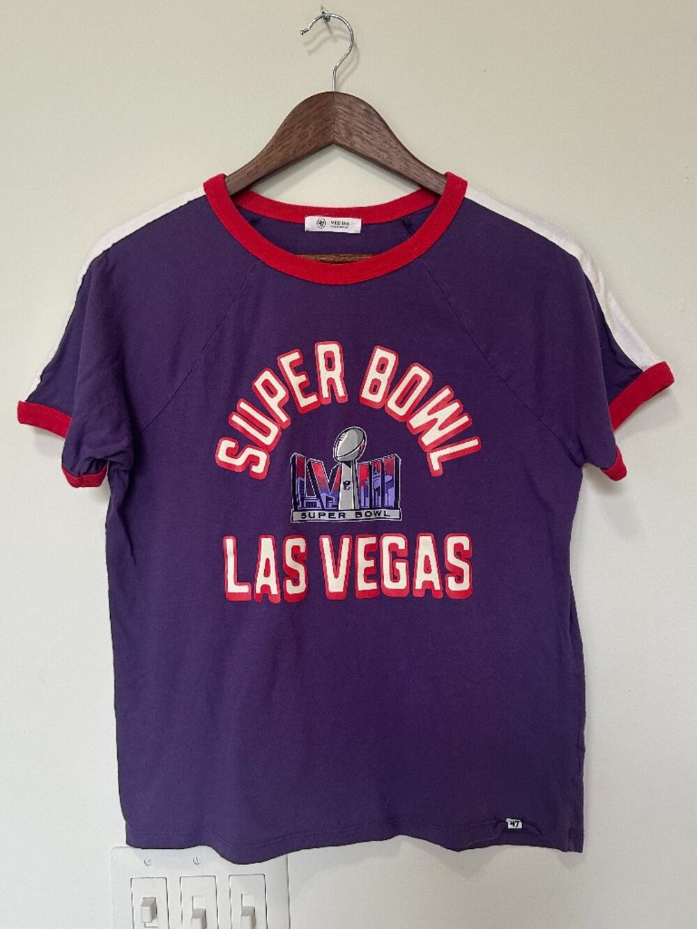 🏈'47 Brand NFL Super Bowl LVIII Las Vegas Ringer Raglan Tee Medium🏆